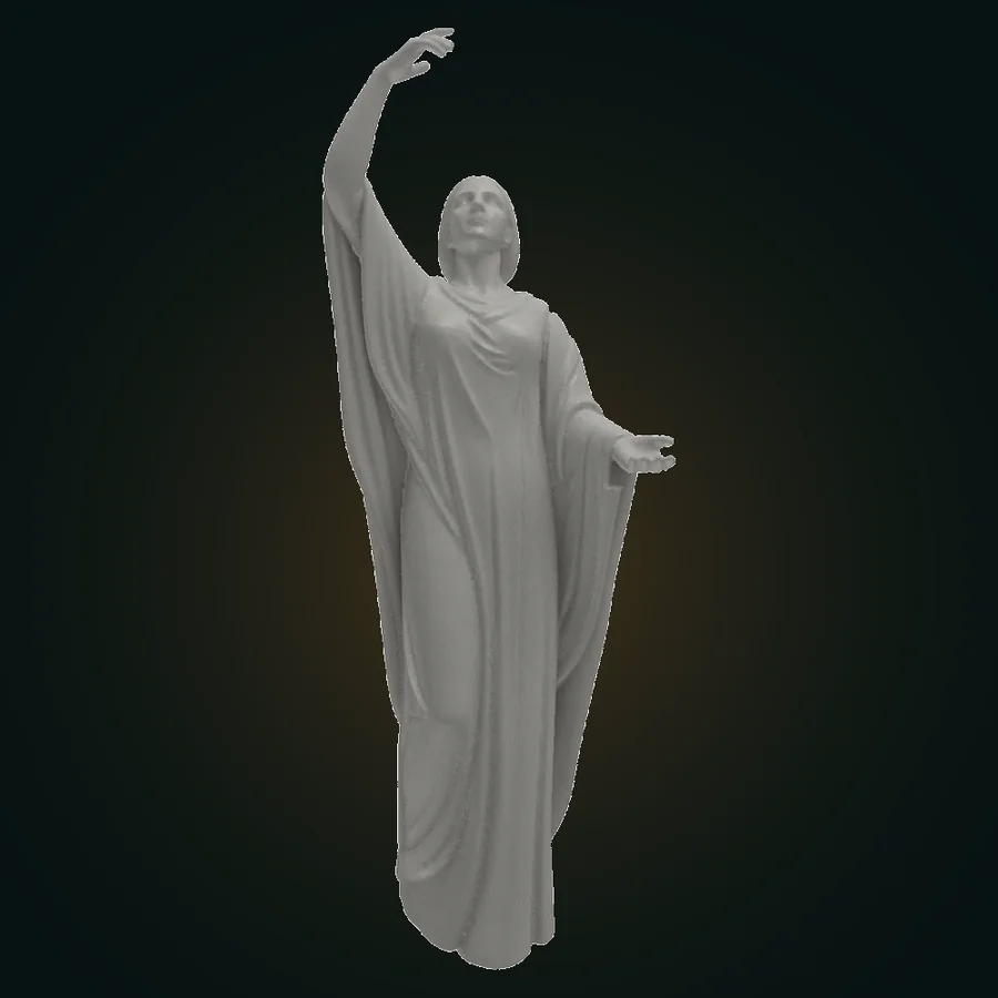 Concept render of a marble fantasy statue reaching upward, the Star-Sower